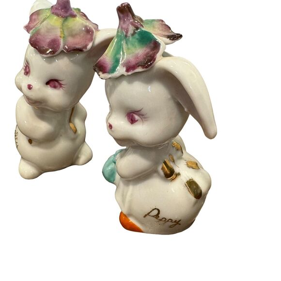 Vintage “Salty & Peppy” Anthropomorphic Bunny Rabbit Salt & Pepper Shaker Set - Picture 2 of 12